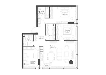 3-BD Apartment Sale, 96.7平方米 at Slava, Leningradskiy Avenue, 8с10, Moscow, Russia #3
