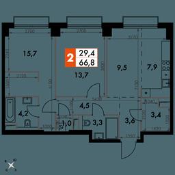 2-BD Apartment Sale, 66.8平方米 at Sydney City, Shenogina Street, 2, Moscow, Russia #2 2-BD Apartment Sale, 66.8平方米 at Sydney City, Shenogina Street, 2, Moscow, Russia #2