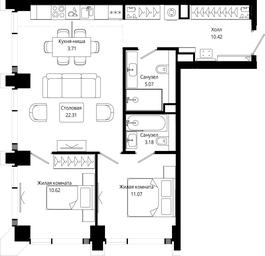 2-BD Apartment Sale, 66.36平方米 at Mod, 4th Maryinoy Roschi Street, 12с9, Moscow, Russia #3 2-BD Apartment Sale, 66.36平方米 at Mod, 4th Maryinoy Roschi Street, 12с9, Moscow, Russia #3