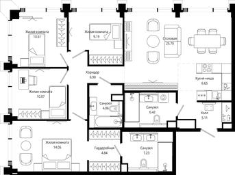 4-BD Apartment Sale, 113.55平方米 at Mod, 4th Maryinoy Roschi Street, 12с9, Moscow, Russia #3