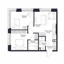 2-BD Apartment Sale, 63.14 sq. m. at Jois, 3rd Silikatny Drive, 10, Moscow, Russia #2