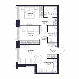 2-BD Apartment Sale, 61.02 sq. m. at Jois, 3rd Silikatny Drive, 10, Moscow, Russia #2 2-BD Apartment Sale, 61.02 sq. m. at Jois, 3rd Silikatny Drive, 10, Moscow, Russia #2