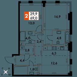2-BD Apartment Sale, 69 sq. m. at Sydney City, Shenogina Street, 2, Moscow, Russia #2