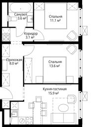 2-BD Apartment Sale, 55.3 sq. m. at Eko Vidnoe 2.0, kvartal Tsentralny, 1, Kupelinka Subdistrict, derevnya Sapronovo, Leninskiy City District, Moscow Region, Russia #3 2-BD Apartment Sale, 55.3 sq. m. at Eko Vidnoe 2.0, kvartal Tsentralny, 1, Kupelinka Subdistrict, derevnya Sapronovo, Leninskiy City District, Moscow Region, Russia #3