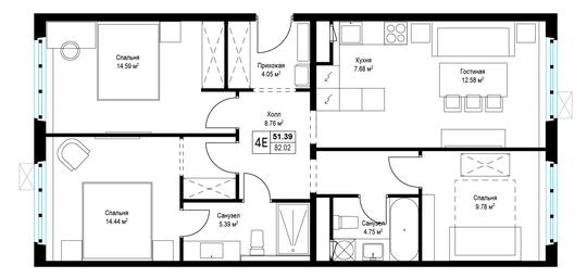 3-BD Apartment Sale, 80.4 sq. m. at Eko Vidnoe 2.0, kvartal Tsentralny, 1, Kupelinka Subdistrict, derevnya Sapronovo, Leninskiy City District, Moscow Region, Russia #3 3-BD Apartment Sale, 80.4 sq. m. at Eko Vidnoe 2.0, kvartal Tsentralny, 1, Kupelinka Subdistrict, derevnya Sapronovo, Leninskiy City District, Moscow Region, Russia #3