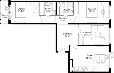 3-BD Apartment Sale, 75.8 sq. m. at Eko Vidnoe 2.0, kvartal Tsentralny, 1, Kupelinka Subdistrict, derevnya Sapronovo, Leninskiy City District, Moscow Region, Russia #3 3-BD Apartment Sale, 75.8 sq. m. at Eko Vidnoe 2.0, kvartal Tsentralny, 1, Kupelinka Subdistrict, derevnya Sapronovo, Leninskiy City District, Moscow Region, Russia #3