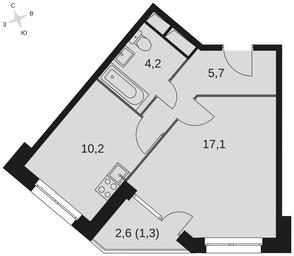 1-BD Apartment Sale, 38.4 sq. m. at Datskiy Kvartal, Datskiy Kvartal Residential Complex, posyolok Nagornoye, Mytishi Urban District, Moscow Region, Russia #3