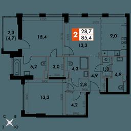 3-BD Apartment Sale, 85.4平方米 at Sydney City, Shenogina Street, 2, Moscow, Russia #2 3-BD Apartment Sale, 85.4平方米 at Sydney City, Shenogina Street, 2, Moscow, Russia #2