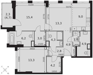 3-BD Apartment Sale, 85.4平方米 at Sydney City, Shenogina Street, 2, Moscow, Russia #4