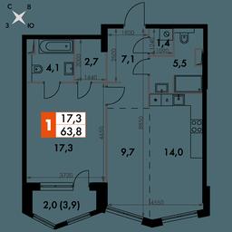 2-BD Apartment Sale, 63.8 sq. m. at Sydney City, Shenogina Street, 2, Moscow, Russia #2