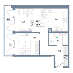 1-BD Apartment Sale, 53.37 sq. m. at Strana.Ozernaya, Ozyornaya Street, 42с7, Moscow, Russia #3
