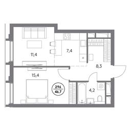 2-BD Apartment Sale, 46.7平方米 at Dom56, Fridrikha Engelsa Street, 56с1, Moscow, Russia #4