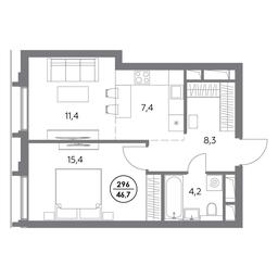 2-BD Apartment Sale, 46.7平方米 at Dom56, Fridrikha Engelsa Street, 56с1, Moscow, Russia #3 2-BD Apartment Sale, 46.7平方米 at Dom56, Fridrikha Engelsa Street, 56с1, Moscow, Russia #3