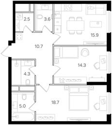 2-BD Apartment Sale, 75 sq. m. at Intonatsiya, Schukinskaya Street, 7/9с7, Moscow, Russia #3 2-BD Apartment Sale, 75 sq. m. at Intonatsiya, Schukinskaya Street, 7/9с7, Moscow, Russia #3