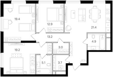 3-BD Apartment Sale, 102.8 sq. m. at Intonatsiya, Schukinskaya Street, 7/9с7, Moscow, Russia #3