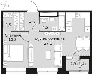 2-BD Apartment Sale, 51.6 sq. m. at Sky Garden, Stroitelny Drive, 9с6, Moscow, Russia #4