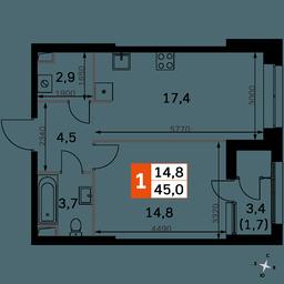1-BD Apartment Sale, 45 sq. m. at Sky Garden, Stroitelny Drive, 9с6, Moscow, Russia #3 1-BD Apartment Sale, 45 sq. m. at Sky Garden, Stroitelny Drive, 9с6, Moscow, Russia #3