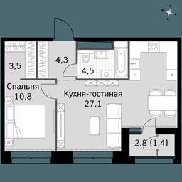1-BD Apartment Sale, 51.6 sq. m. at Sky Garden, Stroitelny Drive, 9с6, Moscow, Russia #2