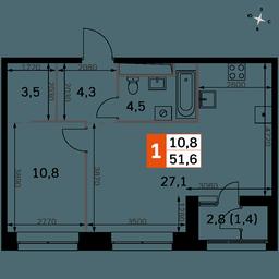 1-BD Apartment Sale, 51.6 sq. m. at Sky Garden, Stroitelny Drive, 9с6, Moscow, Russia #3
