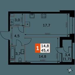 1-BD Apartment Sale, 45.4 sq. m. at Sky Garden, Stroitelny Drive, 9с6, Moscow, Russia #3 1-BD Apartment Sale, 45.4 sq. m. at Sky Garden, Stroitelny Drive, 9с6, Moscow, Russia #3