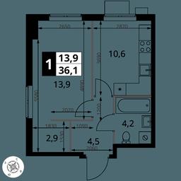 1-BD Apartment Sale, 36.1 sq. m. at 1 Izmajlovskij, Montazhnaya Street, 8с13, Moscow, Russia #3 1-BD Apartment Sale, 36.1 sq. m. at 1 Izmajlovskij, Montazhnaya Street, 8с13, Moscow, Russia #3