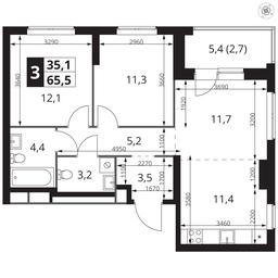 3-BD Apartment Sale, 65.5 sq. m. at 1 Izmajlovskij, Montazhnaya Street, 8с13, Moscow, Russia #2 3-BD Apartment Sale, 65.5 sq. m. at 1 Izmajlovskij, Montazhnaya Street, 8с13, Moscow, Russia #2