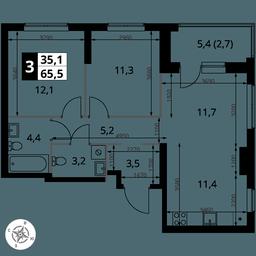 3-BD Apartment Sale, 65.5 sq. m. at 1 Izmajlovskij, Montazhnaya Street, 8с13, Moscow, Russia #3 3-BD Apartment Sale, 65.5 sq. m. at 1 Izmajlovskij, Montazhnaya Street, 8с13, Moscow, Russia #3