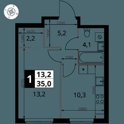 1-BD Apartment Sale, 35平方米 at 1 Izmajlovskij, Montazhnaya Street, 8с13, Moscow, Russia #3