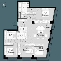 5-BD Apartment Sale, 113.7 sq. m. at Sydney City, Shenogina Street, 2, Moscow, Russia #3 5-BD Apartment Sale, 113.7 sq. m. at Sydney City, Shenogina Street, 2, Moscow, Russia #3
