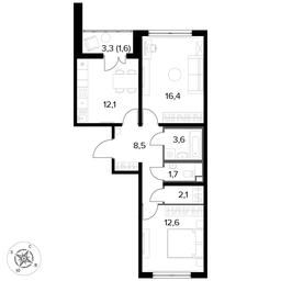 2-BD Apartment Sale, 63.7平方米 at Rimskiy, Rimskiy proyezd, 1, Settlement of Razvilka, Leninskiy City District, Moscow Region, Russia #3