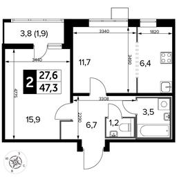 2-BD Apartment Sale, 47.4平方米 at Pervyi Lermontovskiy, zhiloy kompleks 1-y Lermontovskiy, Lyubertsy, Moscow Region, Russia #2 2-BD Apartment Sale, 47.4平方米 at Pervyi Lermontovskiy, zhiloy kompleks 1-y Lermontovskiy, Lyubertsy, Moscow Region, Russia #2