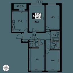 4-BD Apartment Sale, 109.1 sq. m. at Yzhnaya Bitsa, Yuzhnaya Bitsa Residential Complex, posyolok Bittsa, Leninskiy City District, Moscow Region, Russia #2