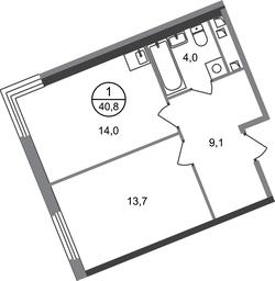 Apartment Sale, 40.8 sq. m. at Peredelkino Blizhnee, Korneya Chukovskogo Street, 1, Vnukovskoye Settlement, Moscow, Russia #2