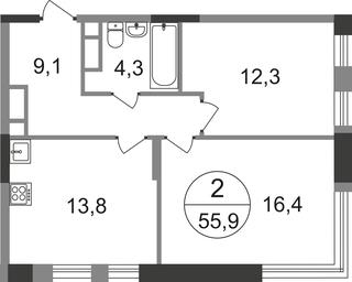 2-BD Apartment Sale, 55.9 sq. m. at Peredelkino Blizhnee, Korneya Chukovskogo Street, 1, Vnukovskoye Settlement, Moscow, Russia #2 2-BD Apartment Sale, 55.9 sq. m. at Peredelkino Blizhnee, Korneya Chukovskogo Street, 1, Vnukovskoye Settlement, Moscow, Russia #2