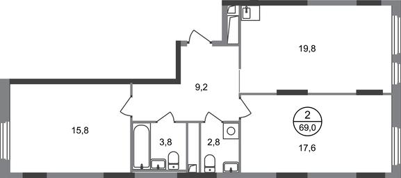 2-BD Apartment Sale, 69 sq. m. at Peredelkino Blizhnee, Korneya Chukovskogo Street, 1, Vnukovskoye Settlement, Moscow, Russia #2