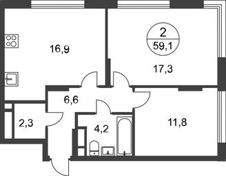 2-BD Apartment Sale, 59.1 sq. m. at Peredelkino Blizhnee, Korneya Chukovskogo Street, 1, Vnukovskoye Settlement, Moscow, Russia #2 2-BD Apartment Sale, 59.1 sq. m. at Peredelkino Blizhnee, Korneya Chukovskogo Street, 1, Vnukovskoye Settlement, Moscow, Russia #2