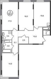 Продажа 3-комн. квартиры, 89,4 м² в ЖК «Переделкино Ближнее», улица Корнея Чуковского, 1, поселение Внуковское, Москва, Россия #2 Продажа 3-комн. квартиры, 89,4 м² в ЖК «Переделкино Ближнее», улица Корнея Чуковского, 1, поселение Внуковское, Москва, Россия #2