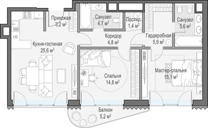 1-BD Apartment Sale, 82.8 sq. m. at Lavrushinskiy, Lavrushinsky Lane, 11к1, Moscow, Russia #2