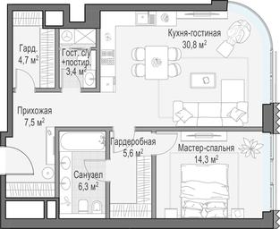 1-BD Apartment Sale, 72.6 sq. m. at Lavrushinskiy, Lavrushinsky Lane, 11к1, Moscow, Russia #3 1-BD Apartment Sale, 72.6 sq. m. at Lavrushinskiy, Lavrushinsky Lane, 11к1, Moscow, Russia #3