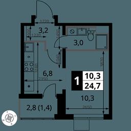 Apartment Sale, 24.7 sq. m. at Pervy Yuzhny, zhiloy kompleks Pervy Yuzhny, Leninskiy City District, Moscow Region, Russia #2
