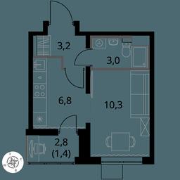 Apartment Sale, 24.7 sq. m. at Pervy Yuzhny, zhiloy kompleks Pervy Yuzhny, Leninskiy City District, Moscow Region, Russia #3