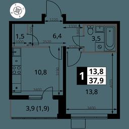 1-BD Apartment Sale, 37.9 sq. m. at Pervy Yuzhny, zhiloy kompleks Pervy Yuzhny, Leninskiy City District, Moscow Region, Russia #4