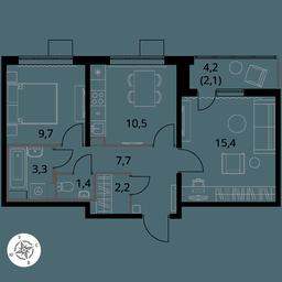 2-BD Apartment Sale, 52.3平方米 at Pervy Yuzhny, zhiloy kompleks Pervy Yuzhny, Leninskiy City District, Moscow Region, Russia #3 2-BD Apartment Sale, 52.3平方米 at Pervy Yuzhny, zhiloy kompleks Pervy Yuzhny, Leninskiy City District, Moscow Region, Russia #3