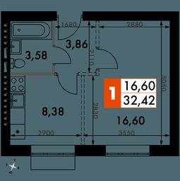 1-BD Apartment Sale, 32.5 sq. m. at Zhavoronki Club, zhiloy kompleks Akkord Smart-kvartal, Mitkino Village, Odintsovskiy City District, Moscow Region, Russia #4