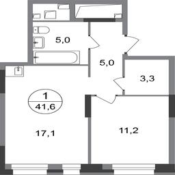 Apartment Sale, 41.6 sq. m. at Pervyi Moskovskiy, ulitsa Bianki, 1, Moskovskiy, Moscow, Russia #2 Apartment Sale, 41.6 sq. m. at Pervyi Moskovskiy, ulitsa Bianki, 1, Moskovskiy, Moscow, Russia #2