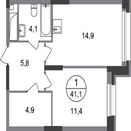 Apartment Sale, 41.1 sq. m. at Pervyi Moskovskiy, ulitsa Bianki, 1, Moskovskiy, Moscow, Russia #2