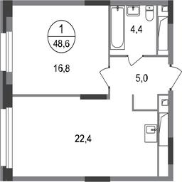 Apartment Sale, 48.6 sq. m. at Pervyi Moskovskiy, ulitsa Bianki, 1, Moskovskiy, Moscow, Russia #2