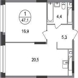 Apartment Sale, 47.1平方米 at Pervyi Moskovskiy, ulitsa Bianki, 1, Moskovskiy, Moscow, Russia #2 Apartment Sale, 47.1平方米 at Pervyi Moskovskiy, ulitsa Bianki, 1, Moskovskiy, Moscow, Russia #2