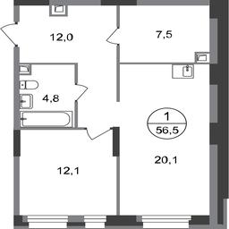 Apartment Sale, 56.5 sq. m. at Pervyi Moskovskiy, ulitsa Bianki, 1, Moskovskiy, Moscow, Russia #2 Apartment Sale, 56.5 sq. m. at Pervyi Moskovskiy, ulitsa Bianki, 1, Moskovskiy, Moscow, Russia #2