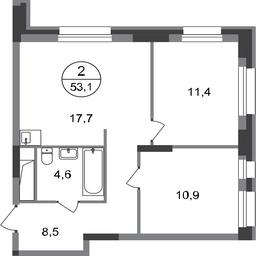2-BD Apartment Sale, 53.1 sq. m. at Pervyi Moskovskiy, ulitsa Bianki, 1, Moskovskiy, Moscow, Russia #2 2-BD Apartment Sale, 53.1 sq. m. at Pervyi Moskovskiy, ulitsa Bianki, 1, Moskovskiy, Moscow, Russia #2